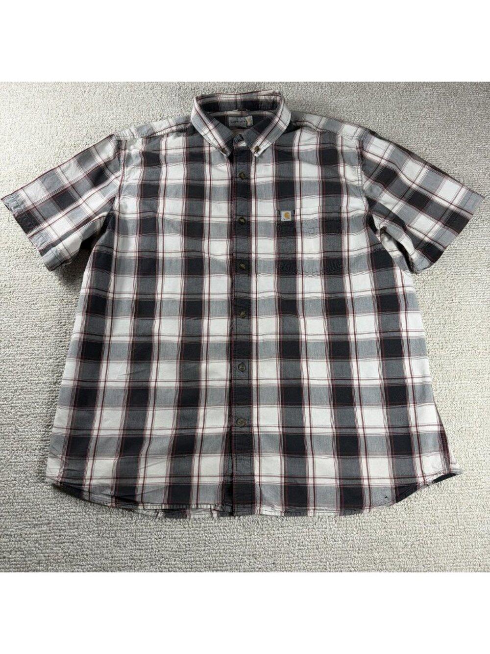 Carhartt Short Sleeve Relaxed Fit Plaid Shirt White Black Red Men’s Size XXL